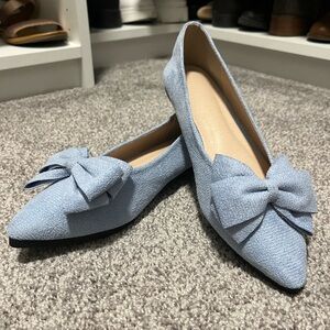 Light Blue Bow Flats